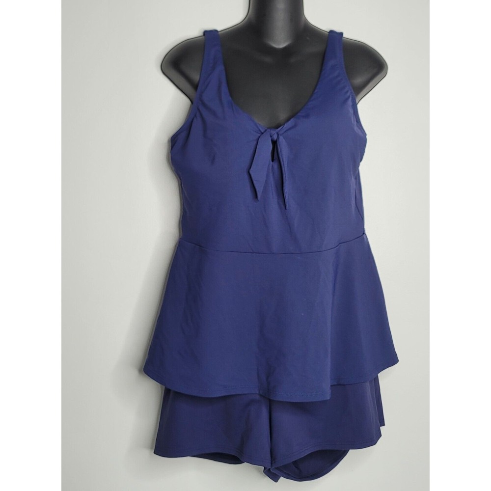 Lands End Womens 12 Blue 2 Piece Tankini & Swim‎ Shorts Set Swimsuit